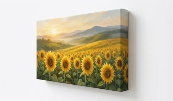 Golden Hour Sunflower Valley Canvas Wall Art